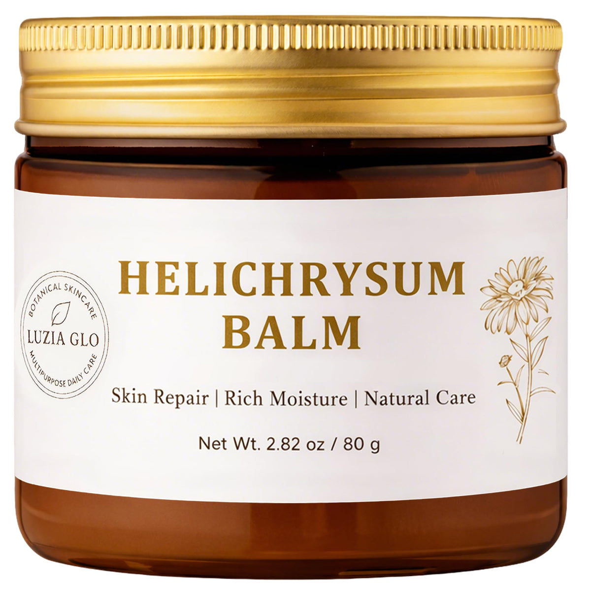 Luzia Glo Helichrysum Healing Balm jar for soothing irritated skin