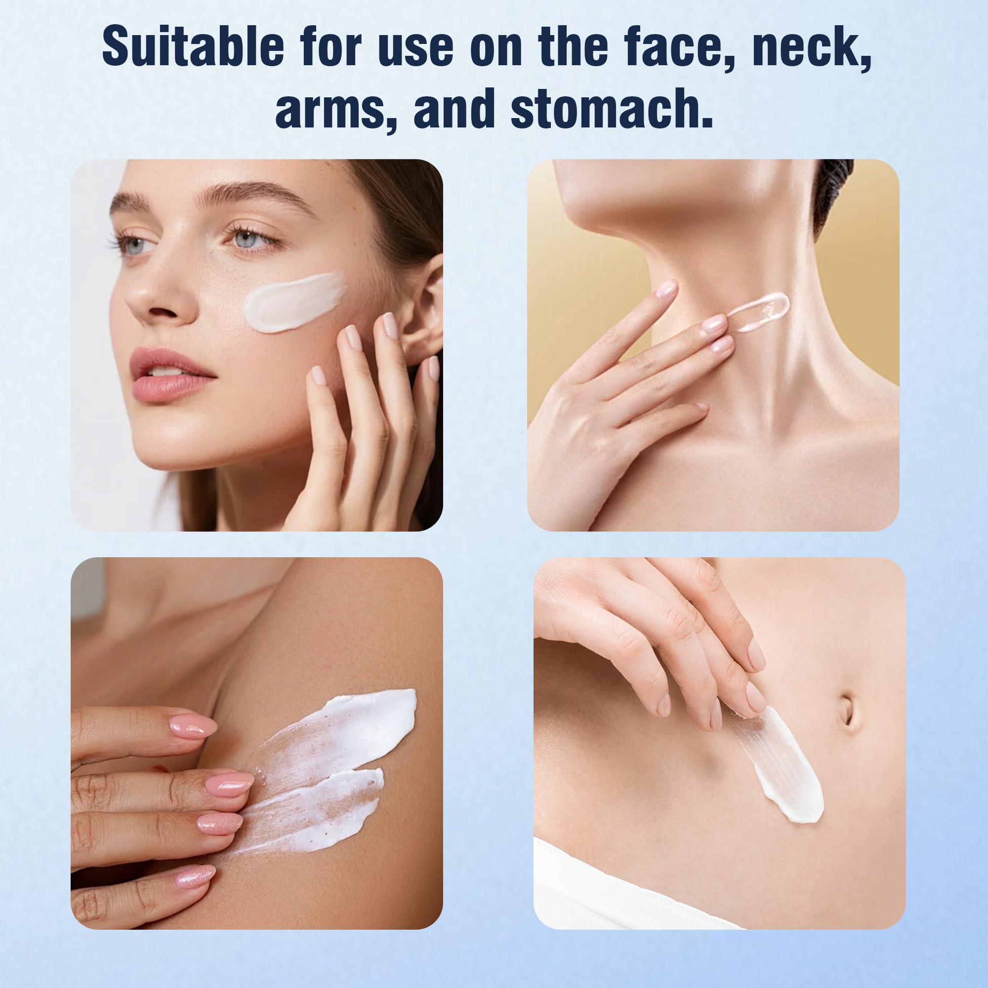 Close-up of skin with Luzia Glo cream emphasizing lightweight hydration.