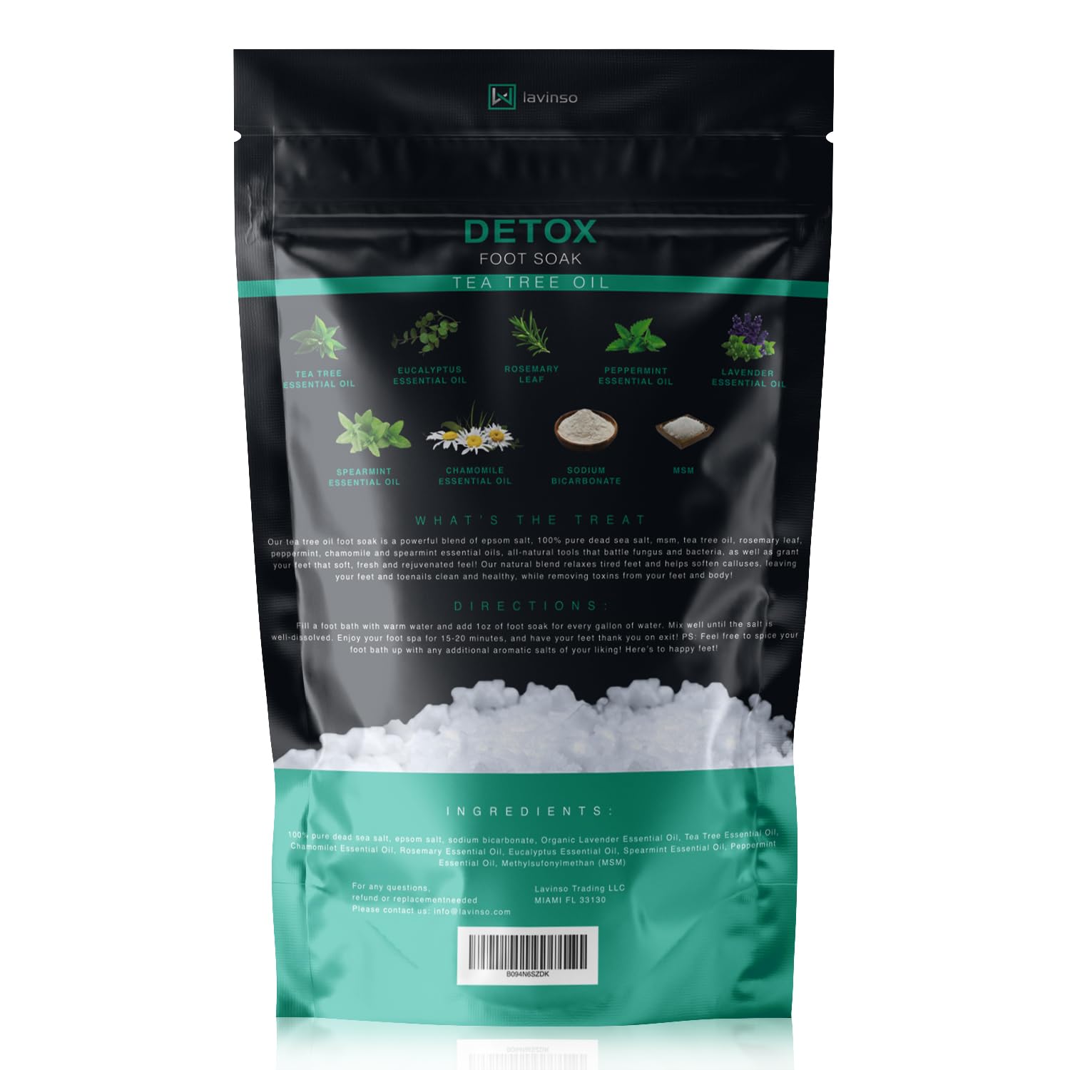 LV LAVINSO 1 lb foot soak jar ready for use.