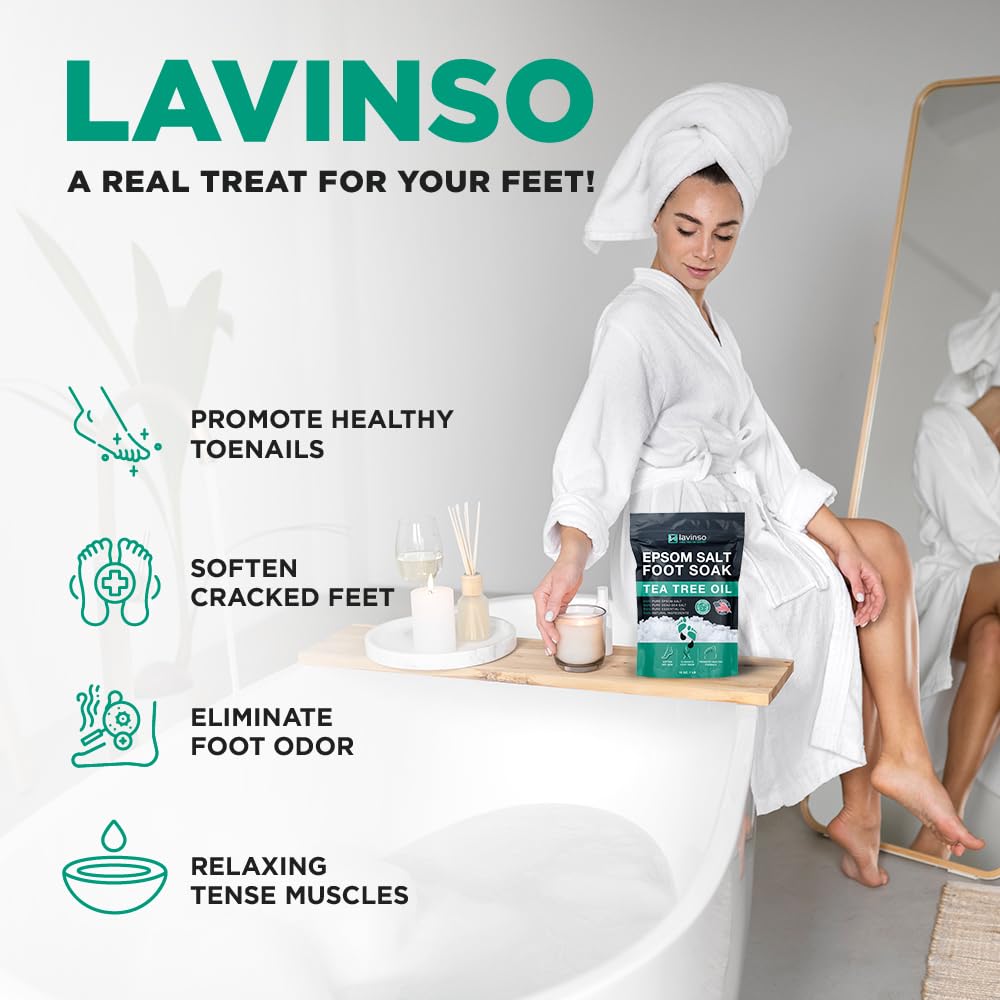 LV LAVINSO Tea tree oil aroma close up for refreshing foot care.