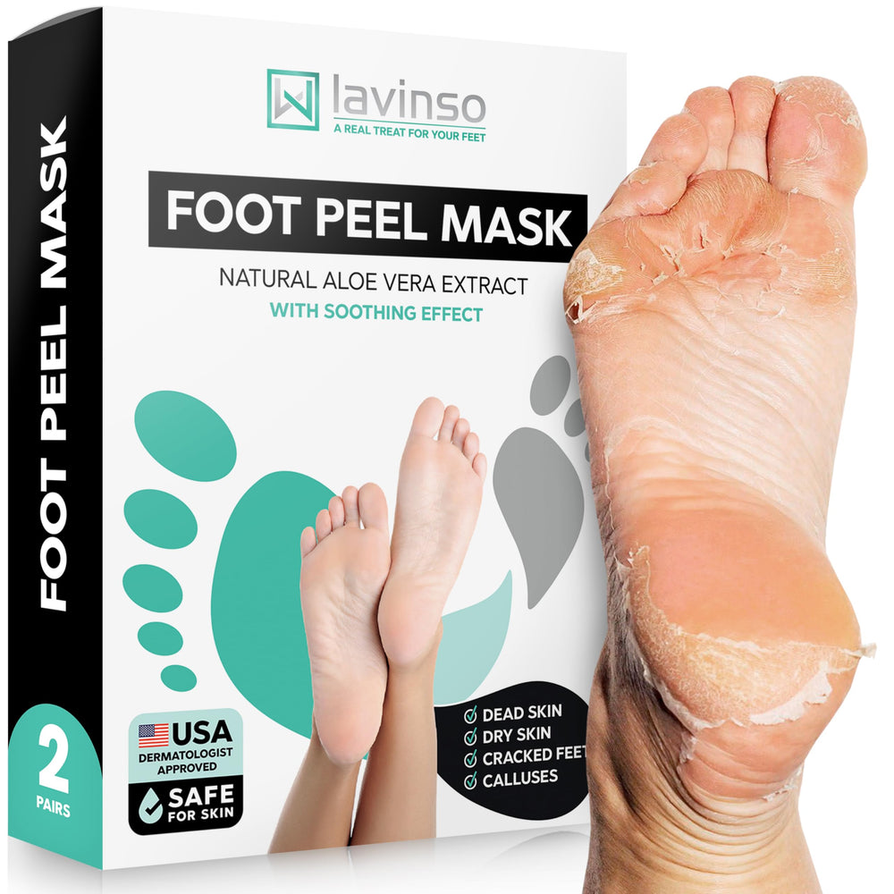 LV LAVINSO foot peel mask two-pack package ready for home use