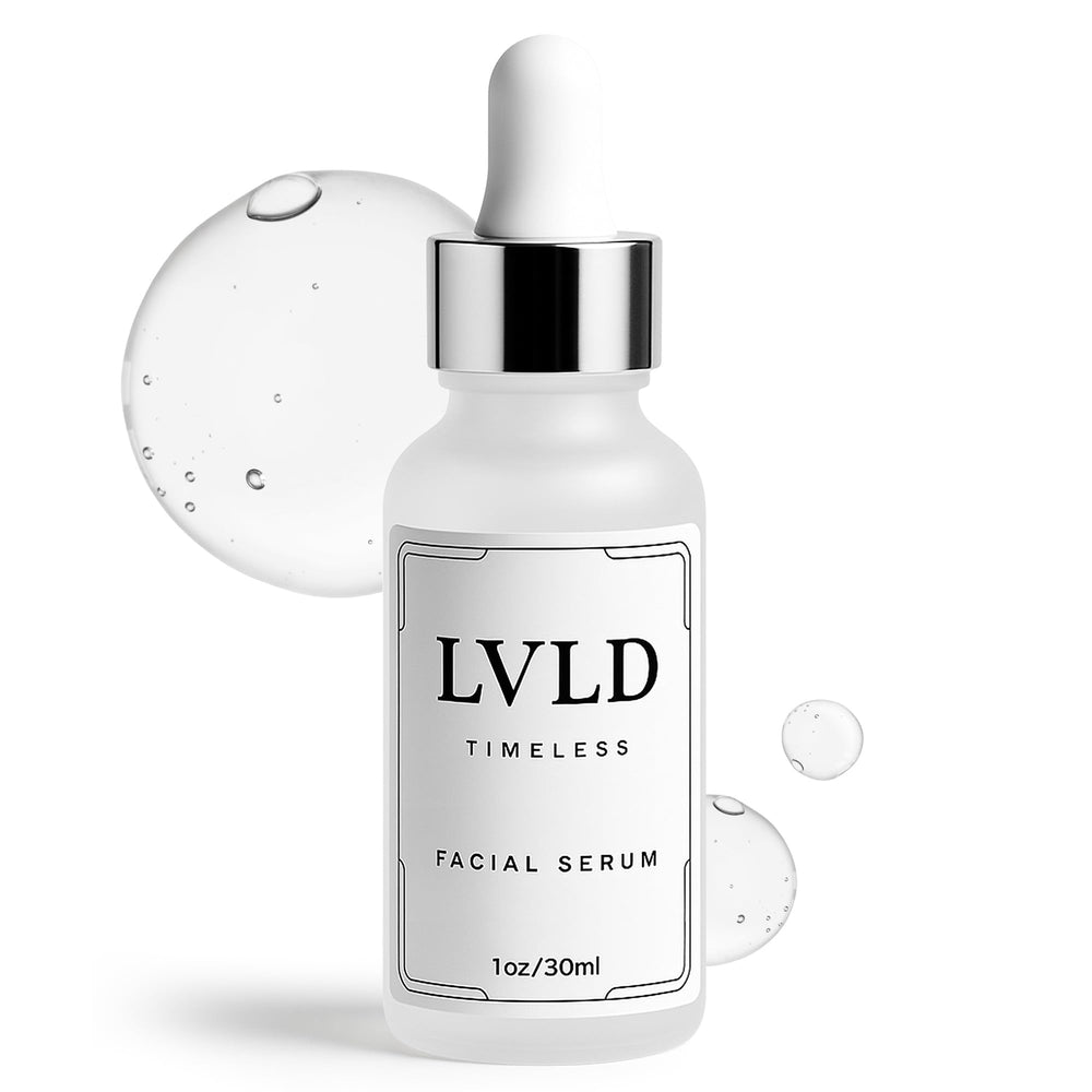LVLD Skin Timeless Serum bottle with 15% Vitamin C for brightness.
