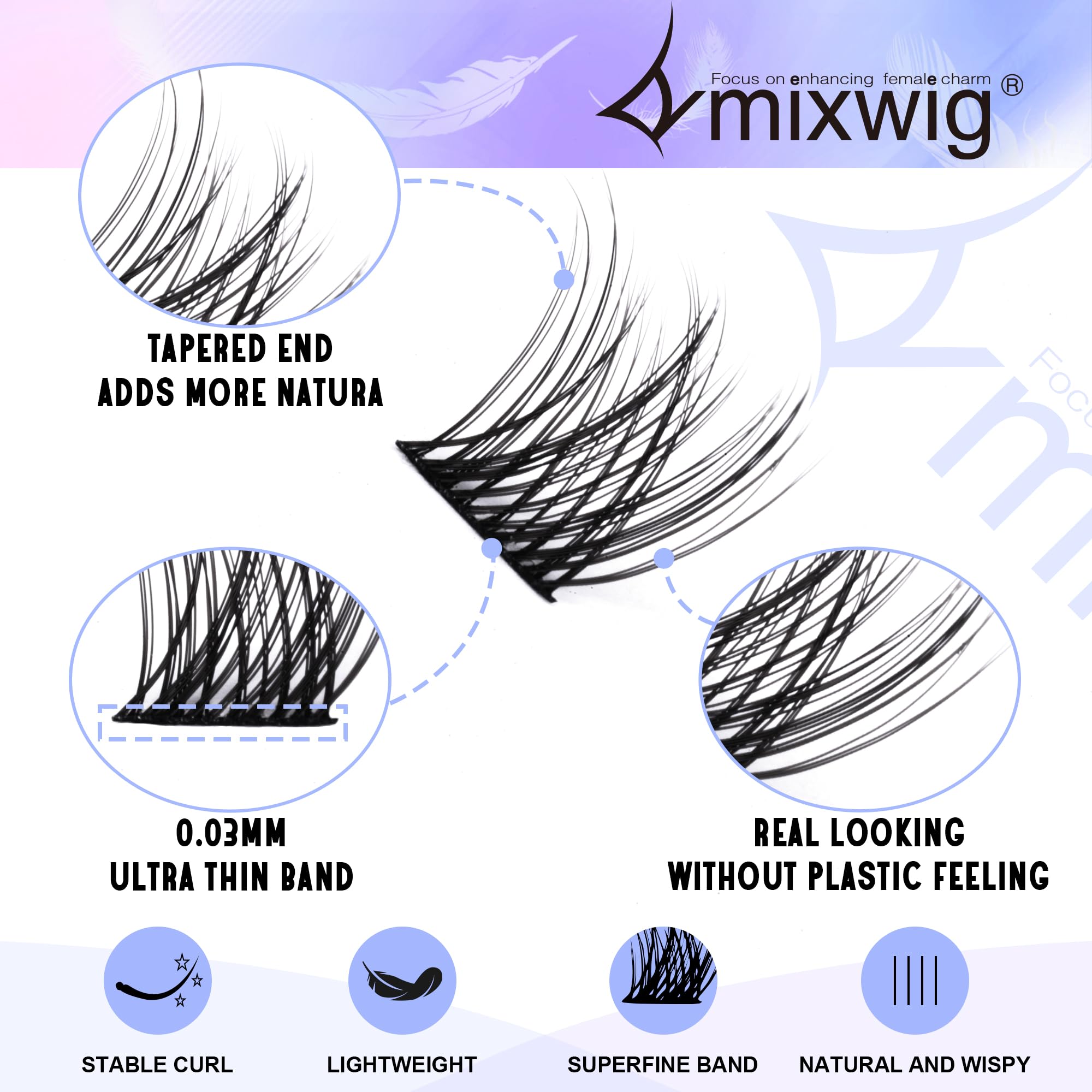 Lvmixwig cluster lashes in a cat-eye look for subtle enhancement at home