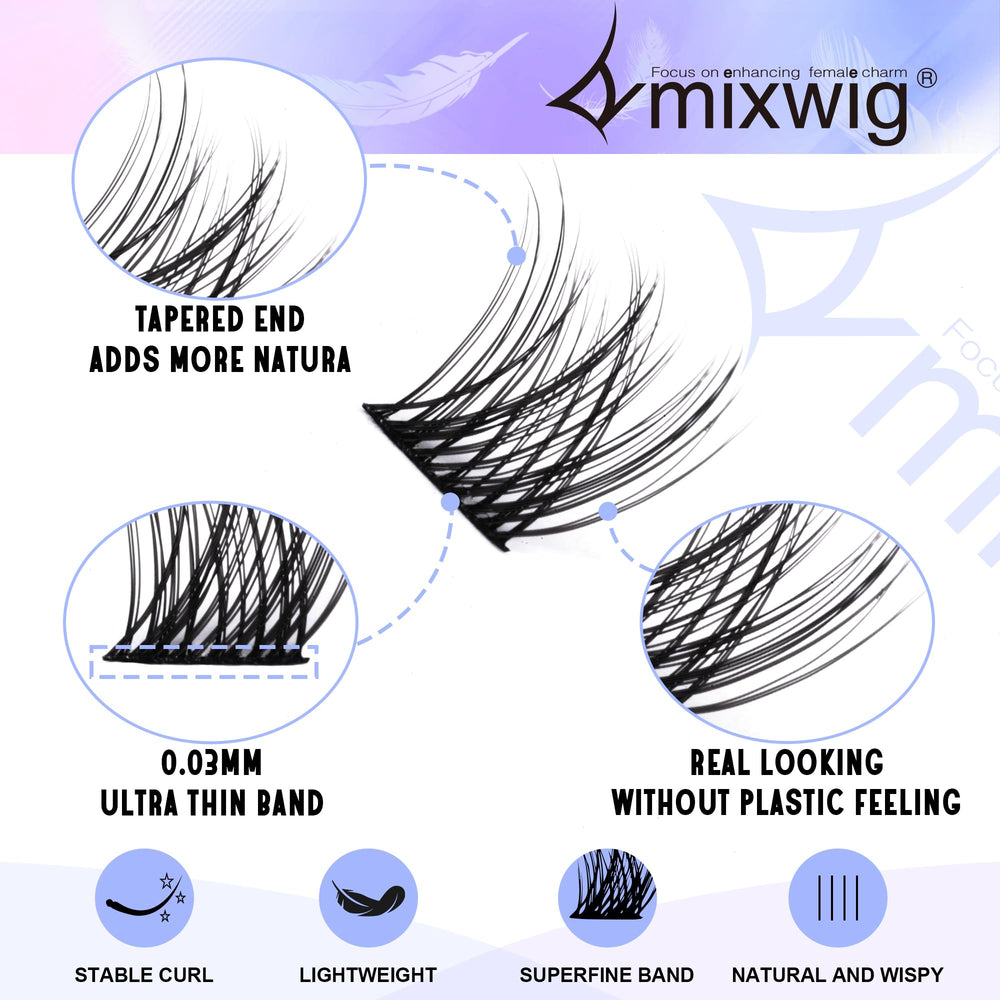 Lvmixwig cluster lashes in a cat-eye look for subtle enhancement at home