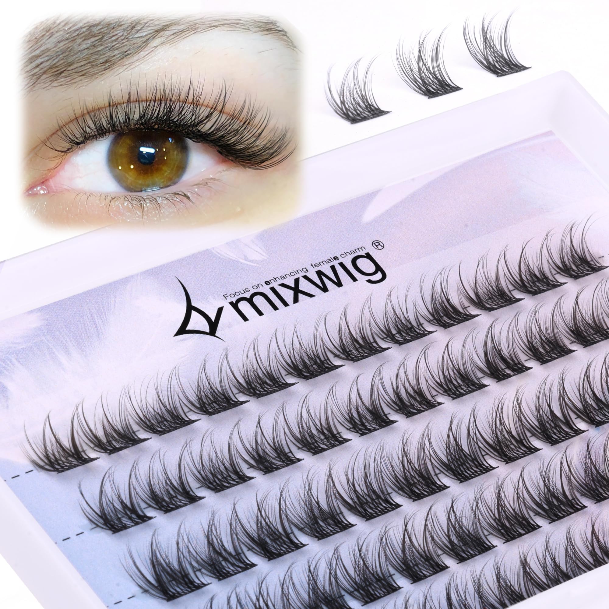 Lvmixwig cluster lashes wispy 10-12mm blend naturally with your lashes