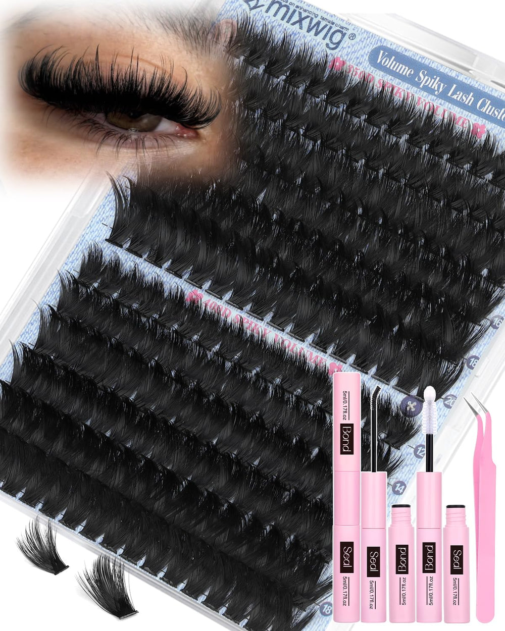 Lvmixwig volume lash clusters kit for dense, dramatic eyes and easy DIY wear.