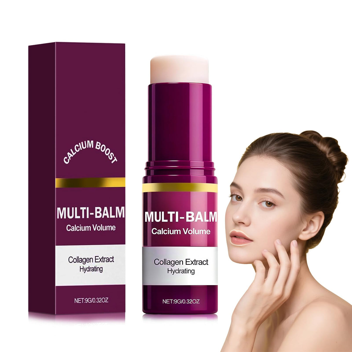 LWei Blvef Calcium Multi Balm Stick packaging shown for travel-ready skincare.