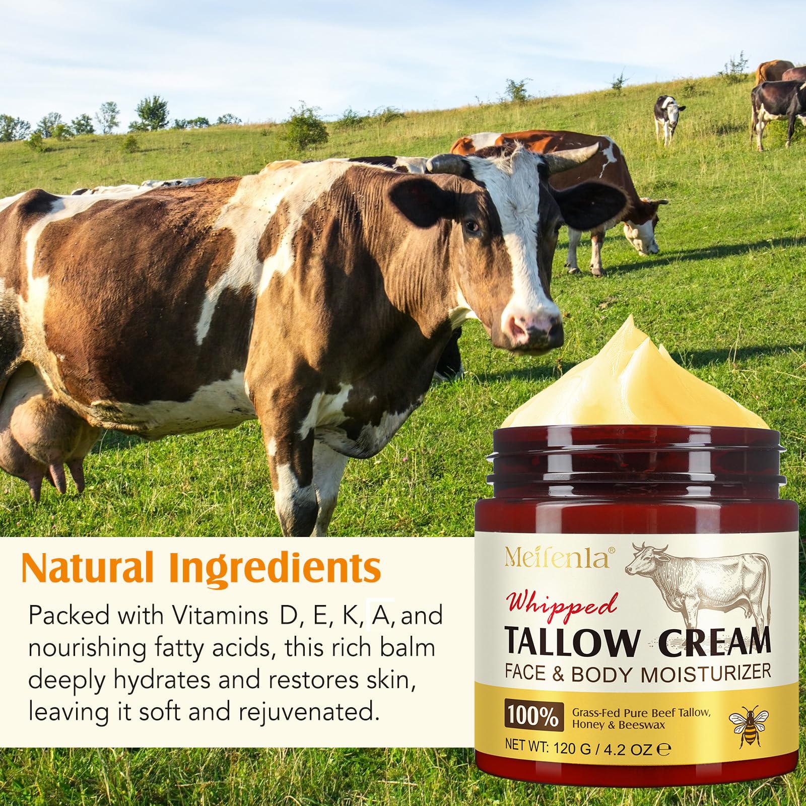 Lxitian grass-fed tallow cream texture on skin for lasting moisture