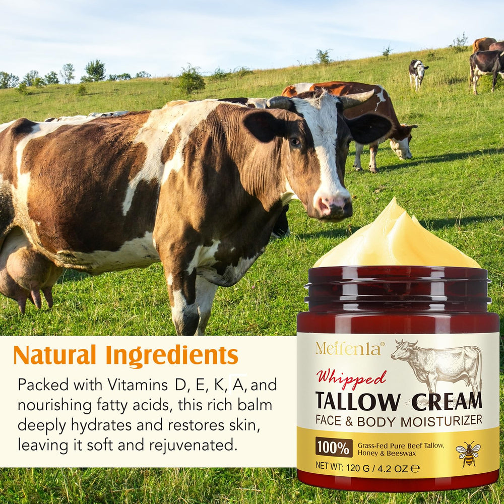Lxitian grass-fed tallow cream texture on skin for lasting moisture