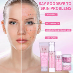LXSKN Daily Acne Essentials Kit sugar scrub; exfoliates for smoother skin.