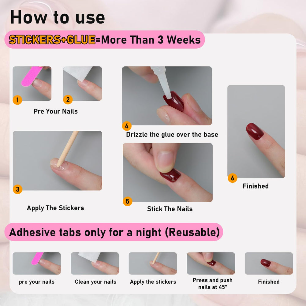 LY LANYOS ivory press-on nails shown in a party-ready look.