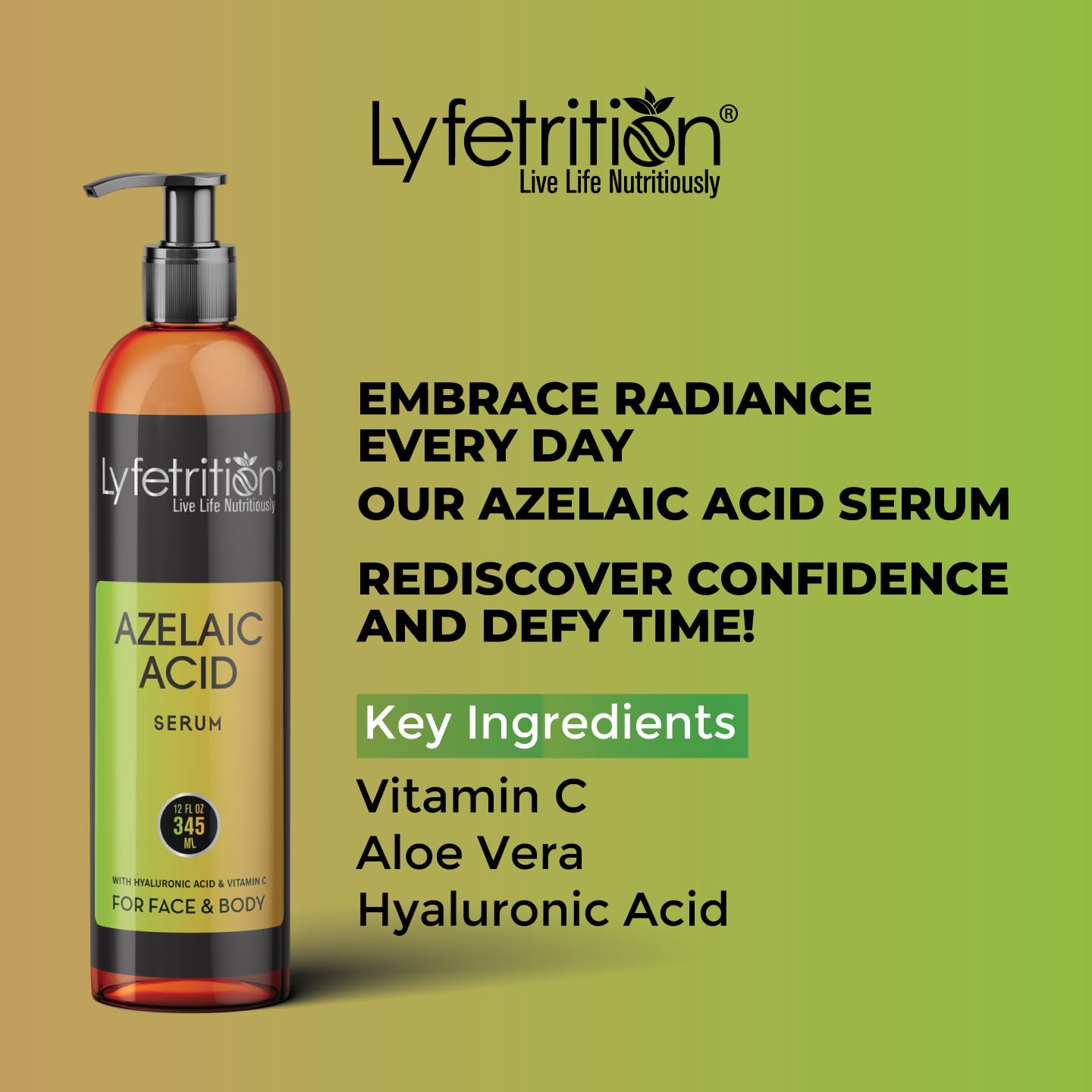 Lyfetrition azelaic serum being applied to the face for smooth absorption.