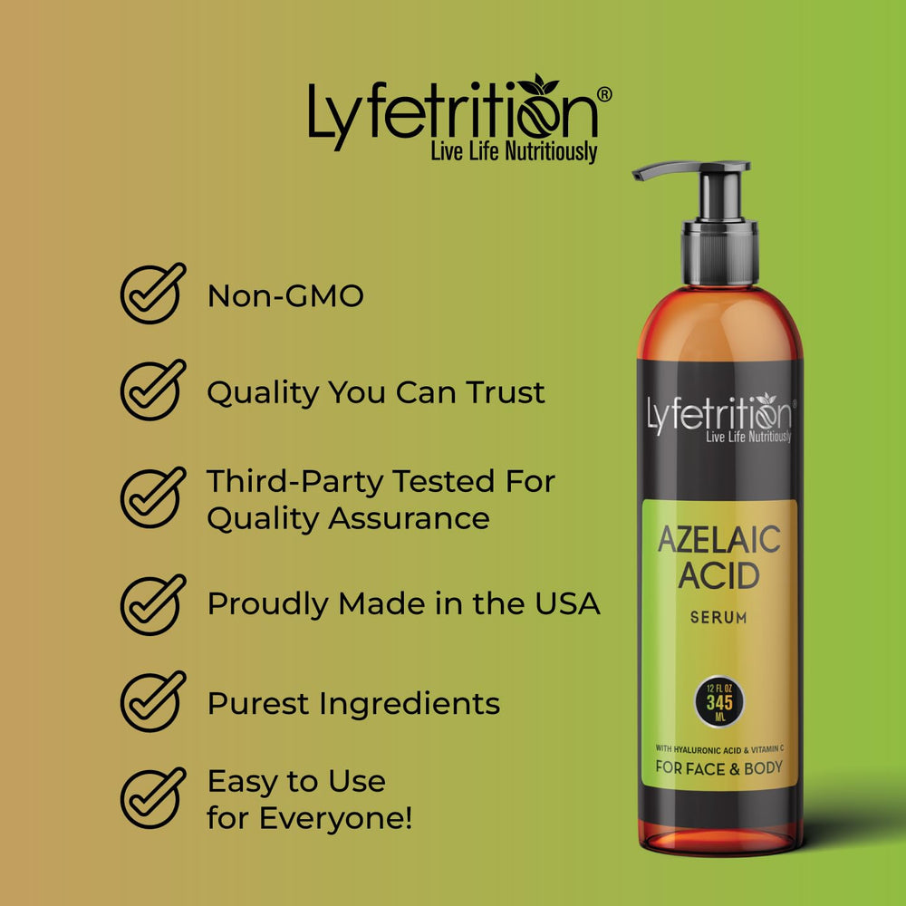Lyfetrition azelaic serum texture shows lightweight, non-greasy finish.