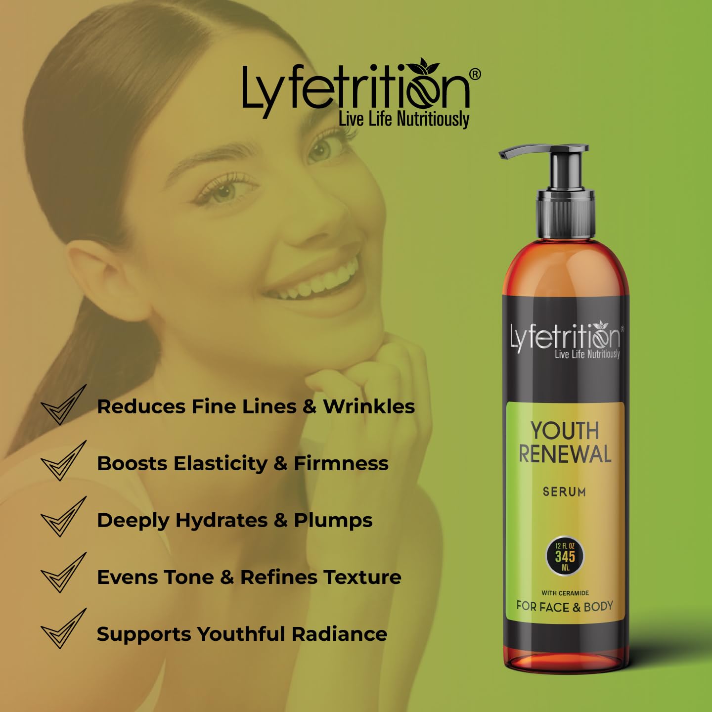 Lyfetrition Youth Renewal Serum dispensing pump for easy daily use
