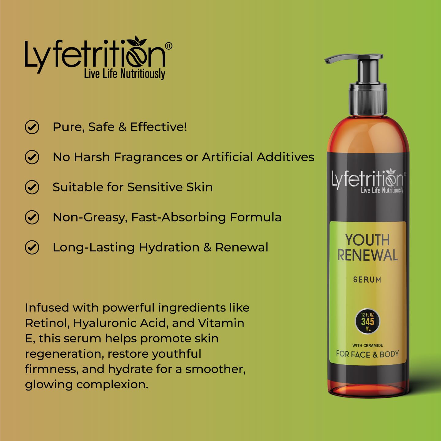 Lyfetrition Youth Renewal Serum USA packaging emphasizes quality manufacturing