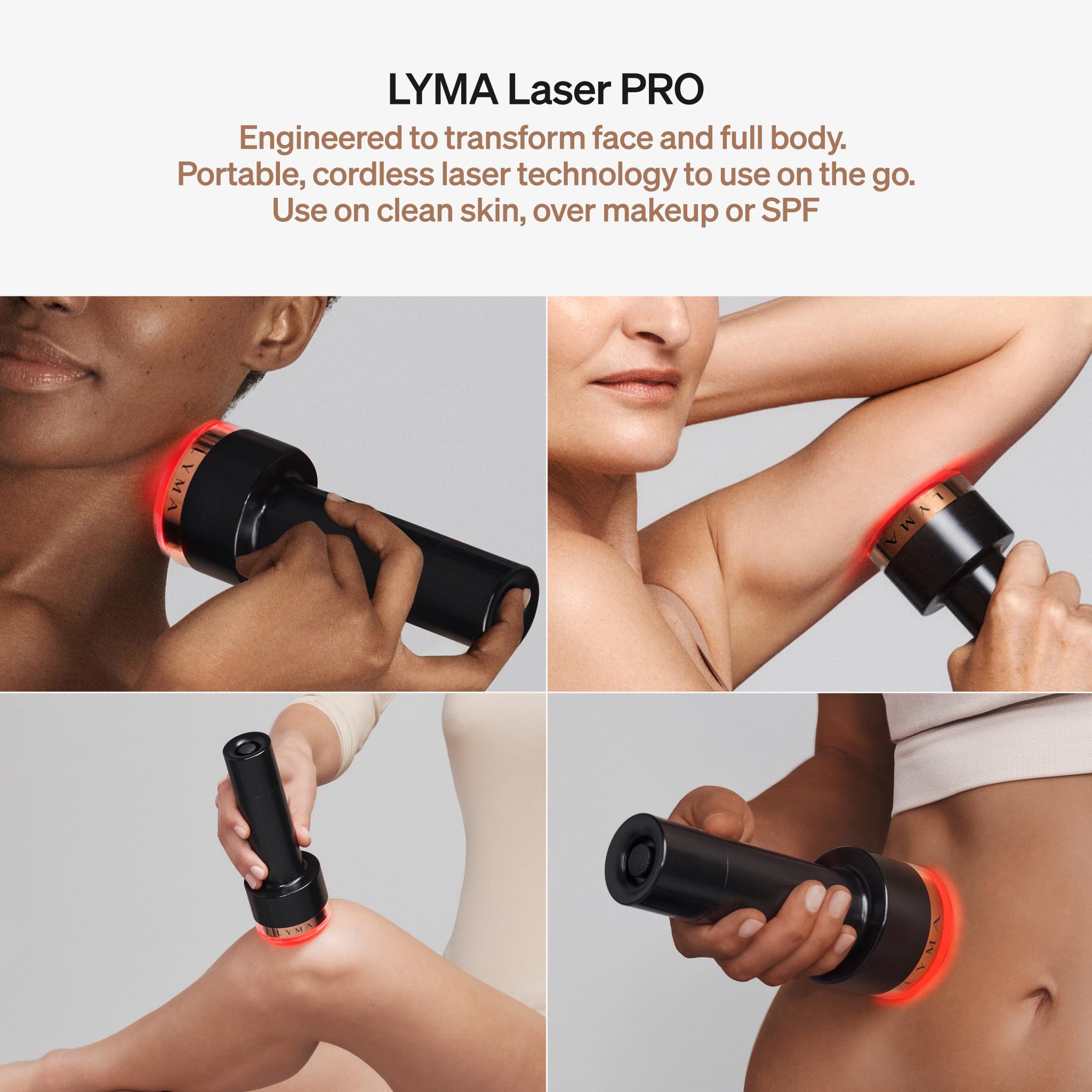 LYMA Laser Pro being held by hand for targeted at-home facial therapy.