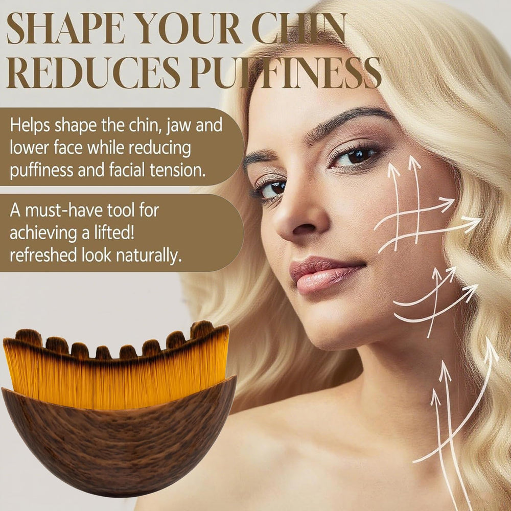 Lymphatic contour face brush shows arched bristle surface following facial contours