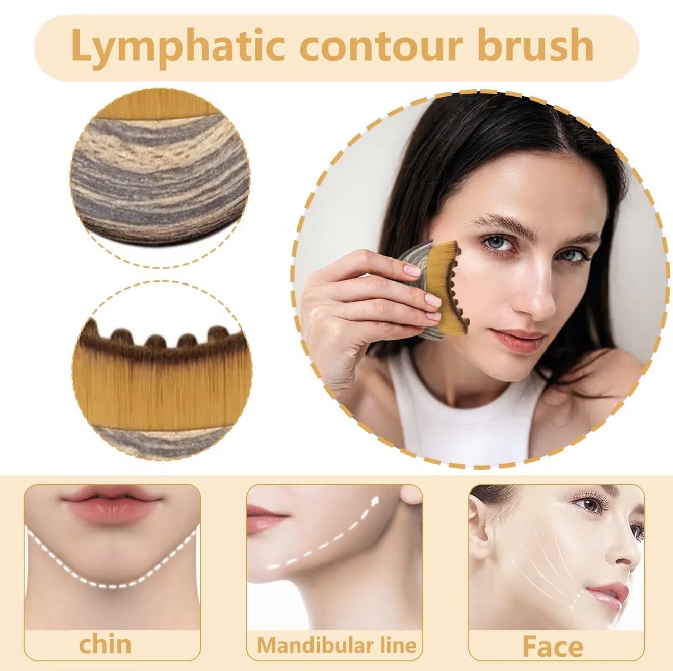 Lymphatic Contour Face Brush, cheek sculpt focus, boosts facial circulation
