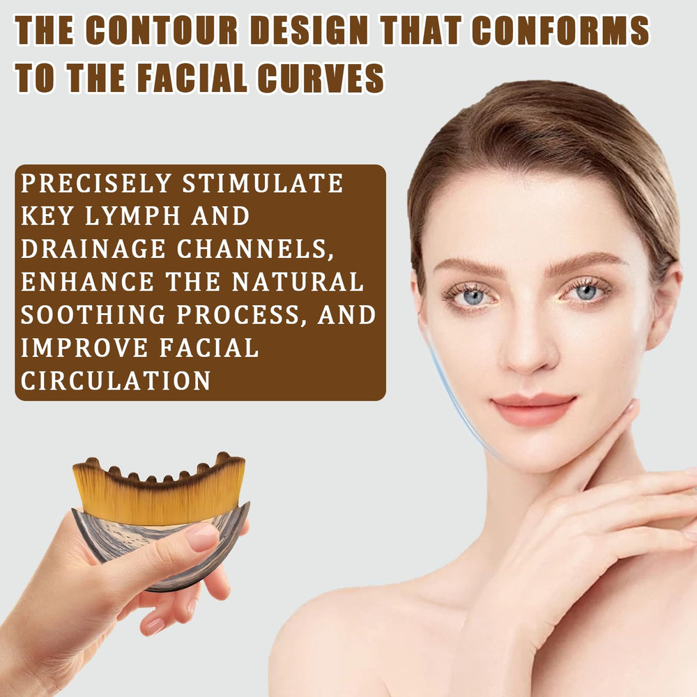 Lymphatic Contour Face Brush aids even product application and absorption.
