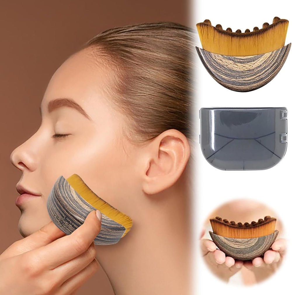 Lymphatic Contour Face Brush fits skin curves for targeted relaxation.