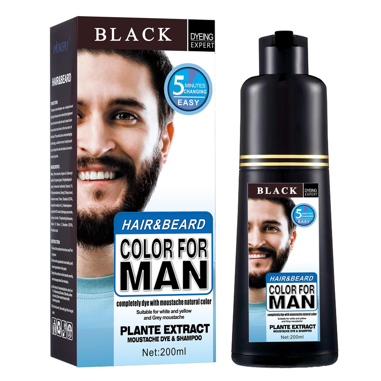 Lymznus beard dye shampoo applies to gray beard for quick natural coverage