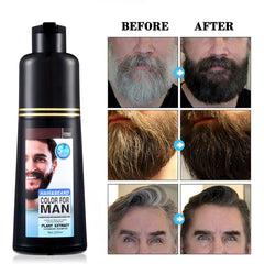 Lymznus beard color shampoo shows natural black shade on facial hair