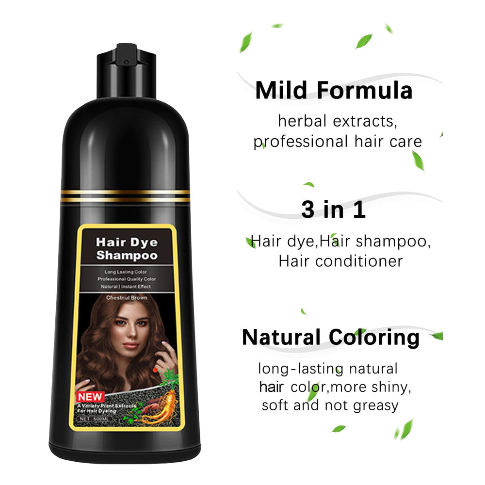 lymznus Chestnut Brown Shampoo packaging shows plant-based formula for gentle salon-grade color at home