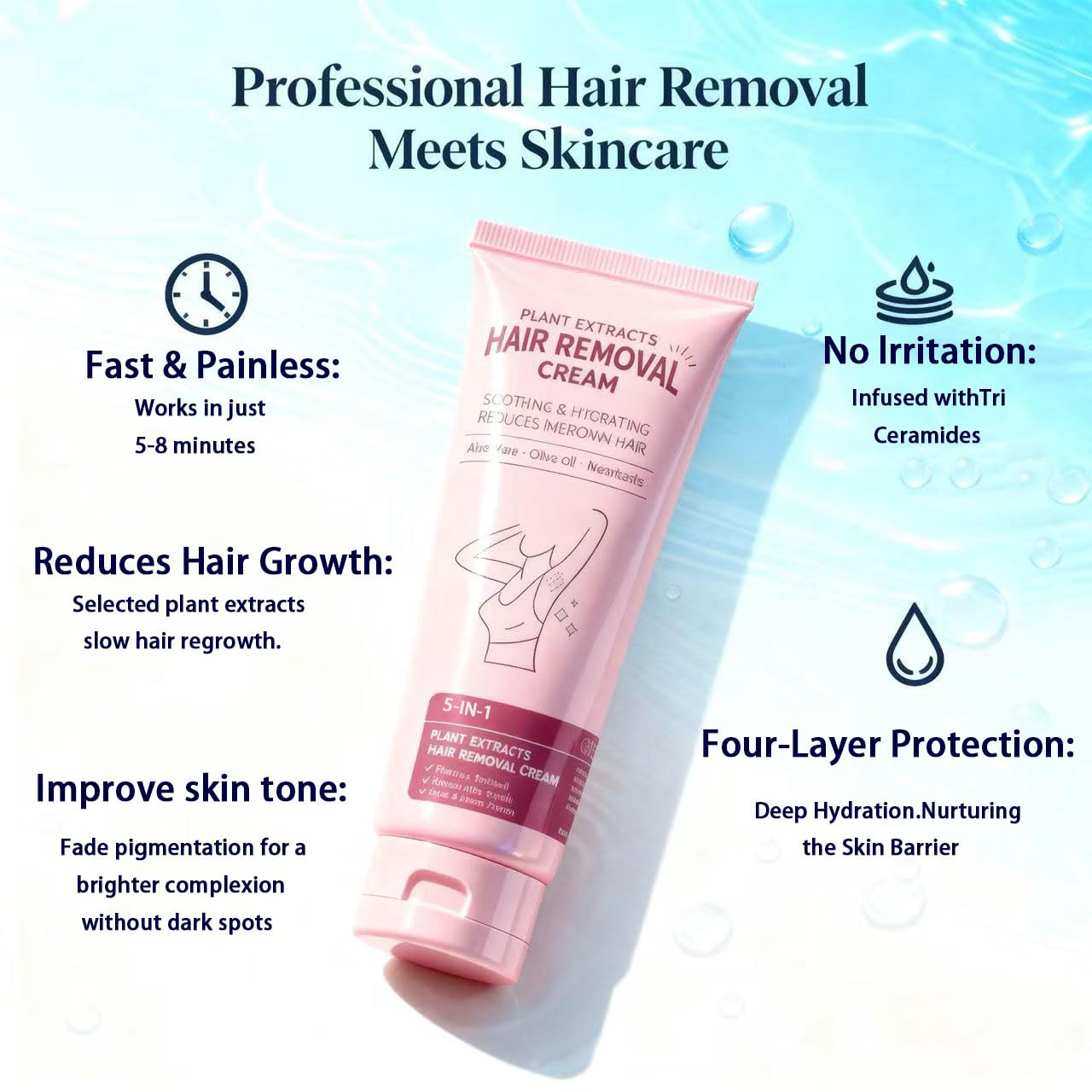 Lynepa application on the arm for smooth, comfortable hair removal at home.