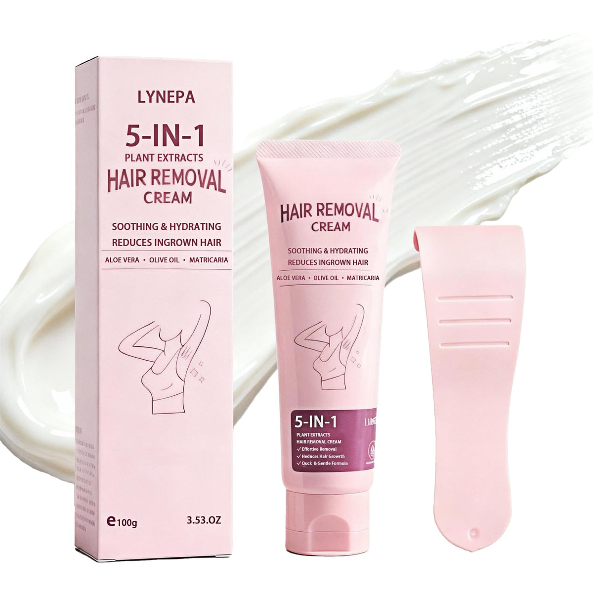 Lynepa hair removal cream bottle for at-home smooth skin and easy prep.