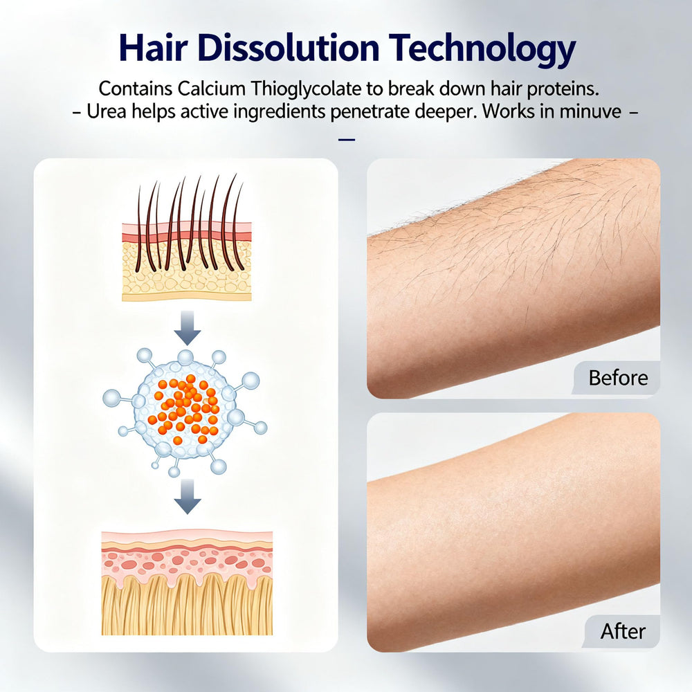 Lynepa application on the leg delivering even coverage for gentle hair removal.