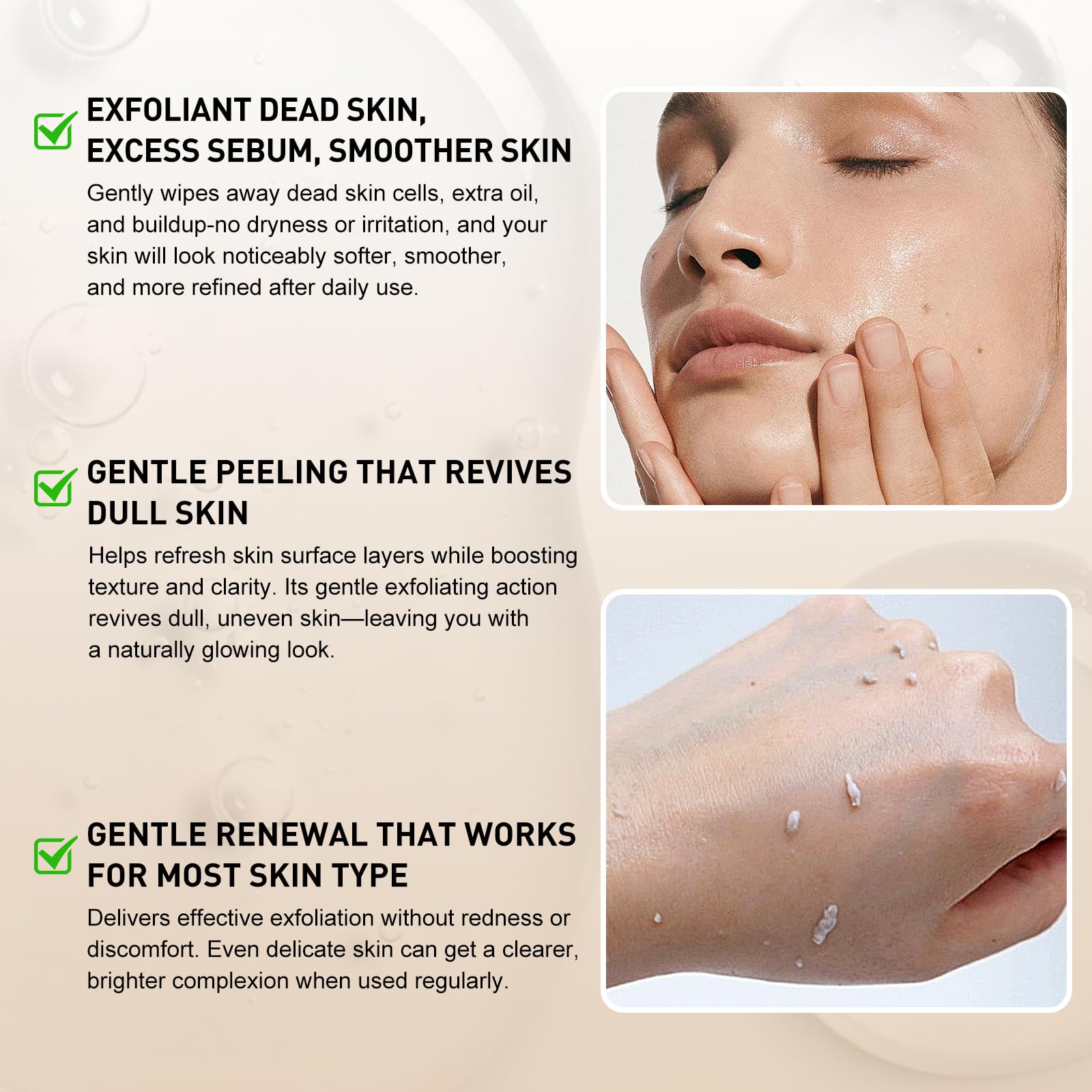 Lynz Pure Peel Shot Glow Niacinamide granules suggest sebum regulation.