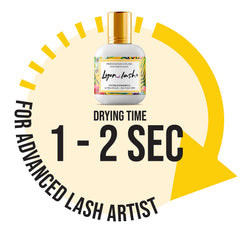 Lyon Lash glue 1-2 second dry time close-up for fast applications.