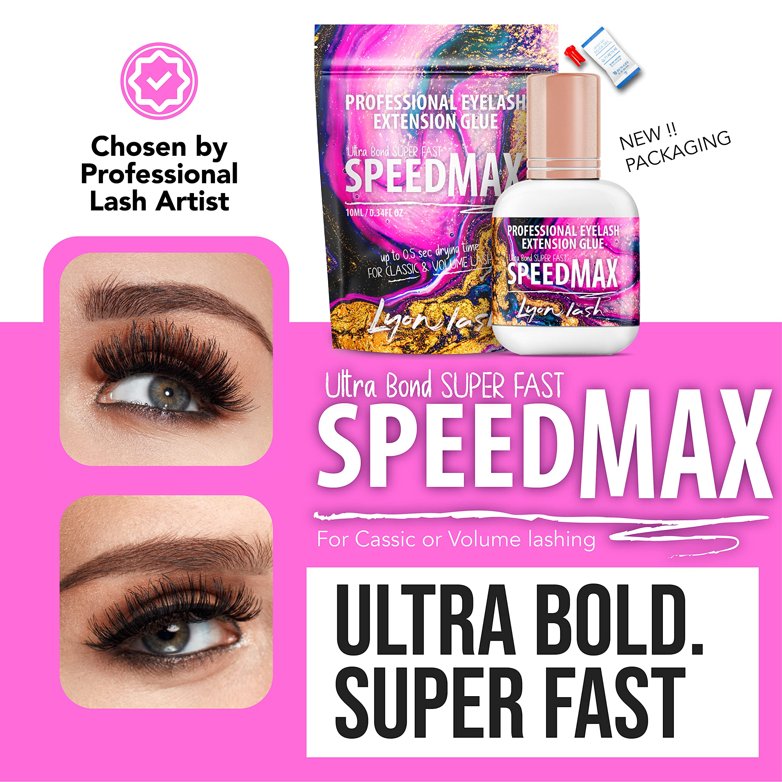 Lyon Lash SpeedMax application tip shows quick-dry performance in action.