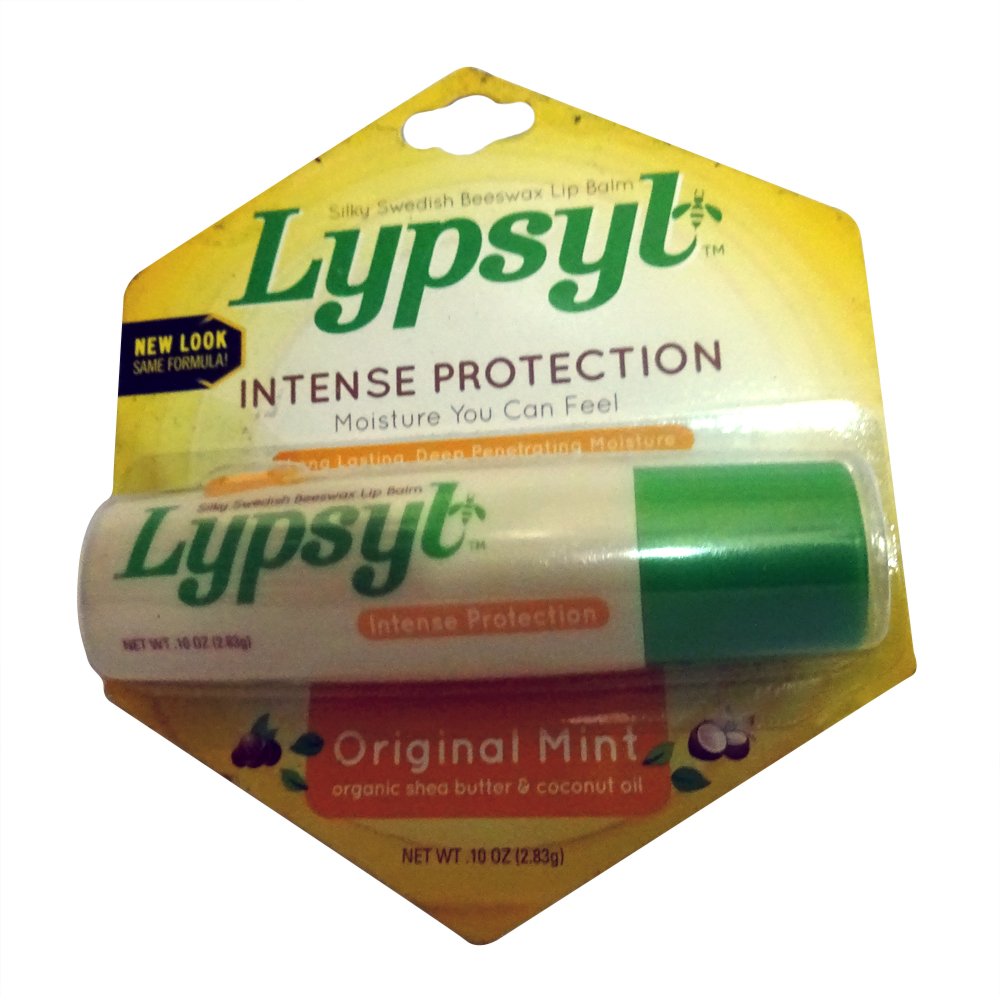 Lypsyl Intense Protection Original Mint lip balm tube close-up for moisturized lips