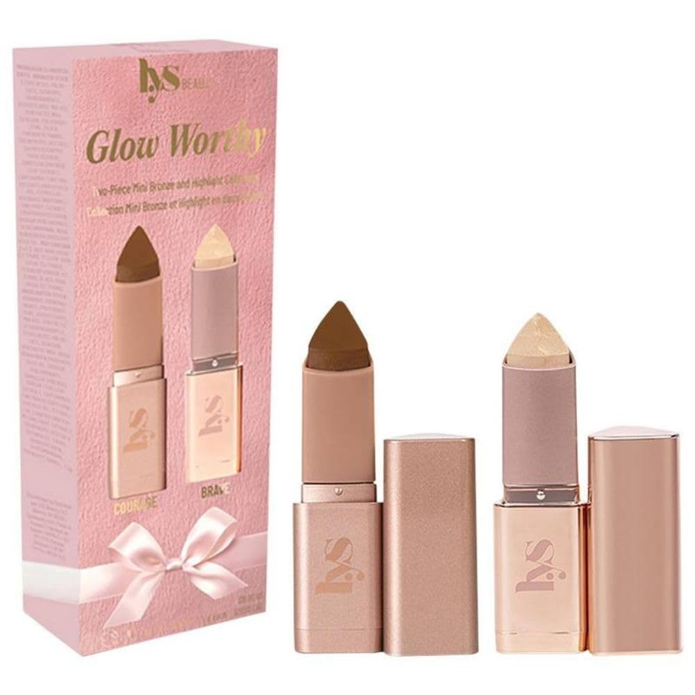 LYS Beauty Mini Glow Worthy duo: Strength bronzer and Brave highlighter sticks deliver natural radiance.