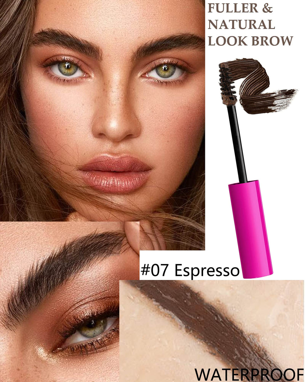 LYSdefeu Brow Gel Kit Espresso thickening gel close-up with fibers for fuller brows.
