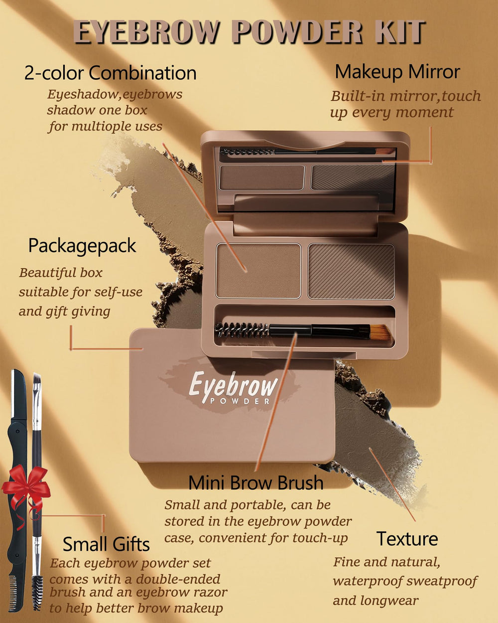 Compact brow razor included for precise shaping