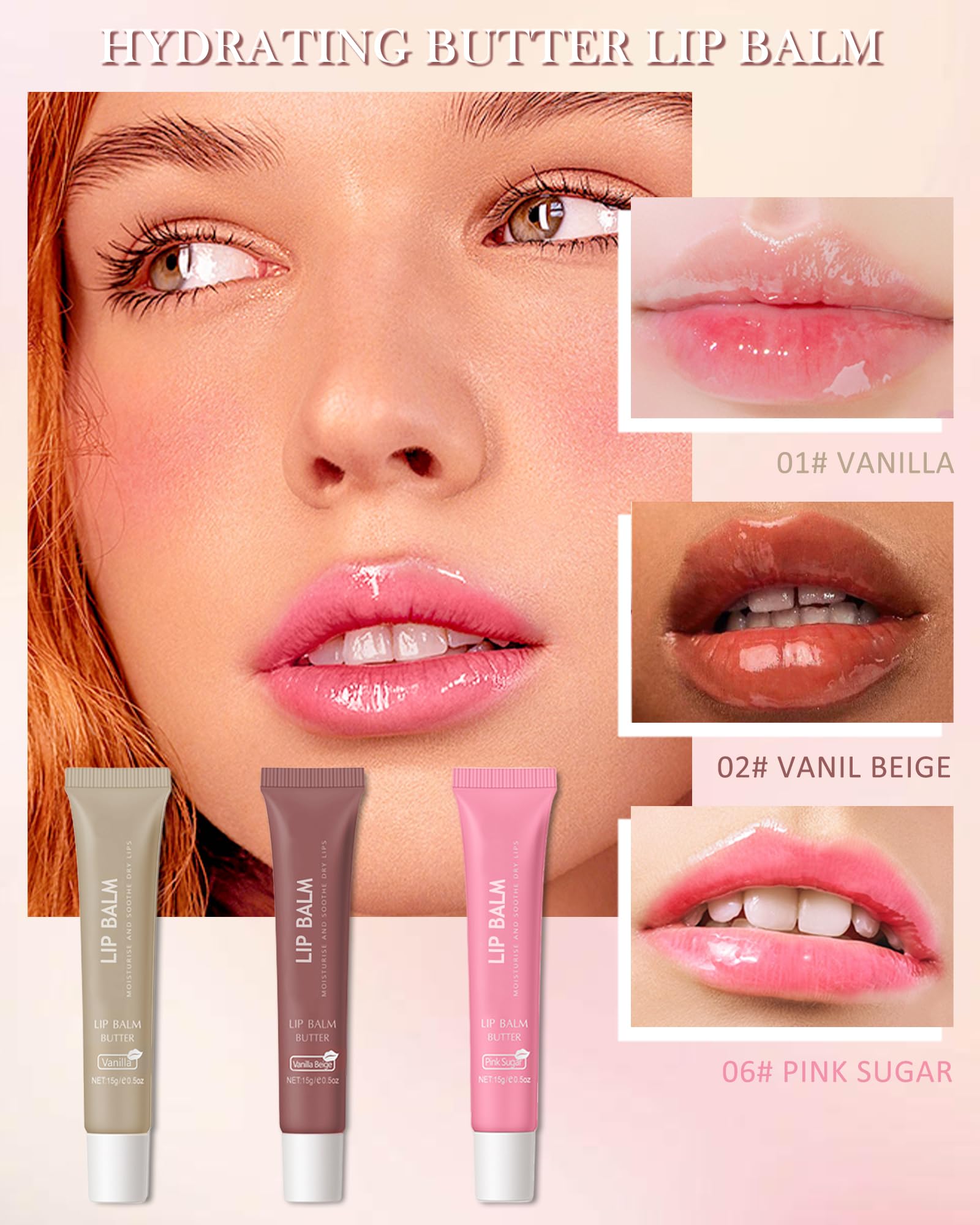 LYSdefeu Butter Tinted Lip Balm Pink Sugar gloss closeup with soft shine.