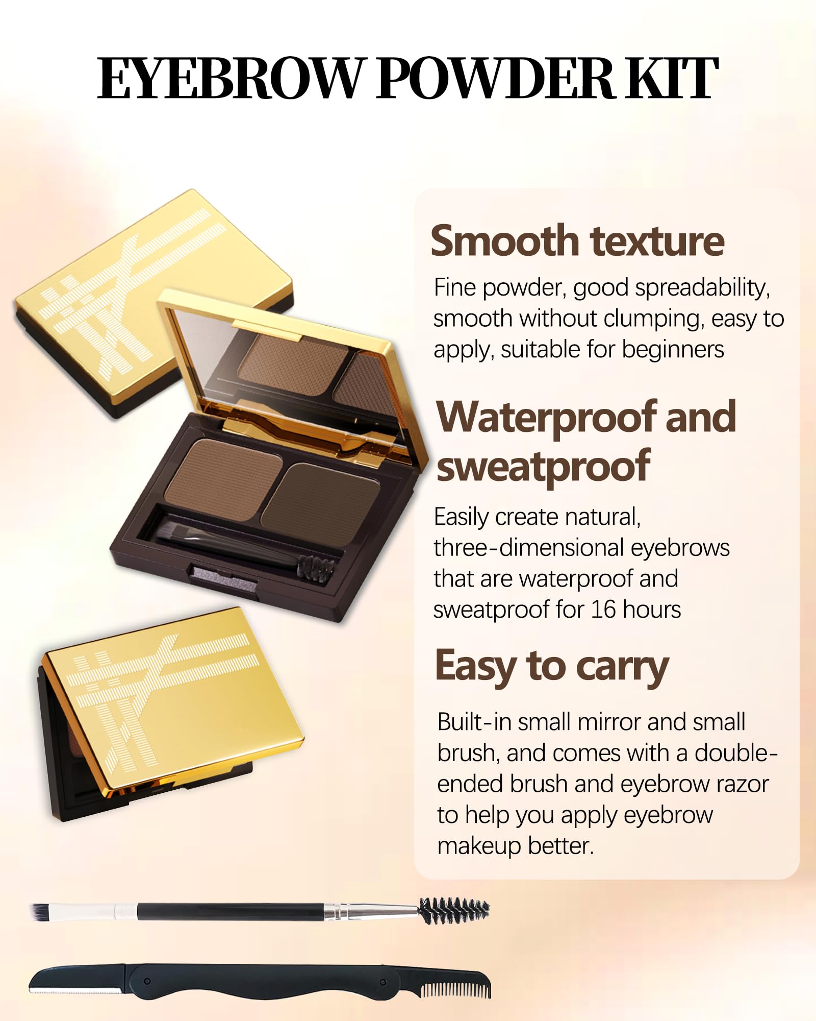 Dual-ended brow brush for shaping and blending with LYSdefeu kit