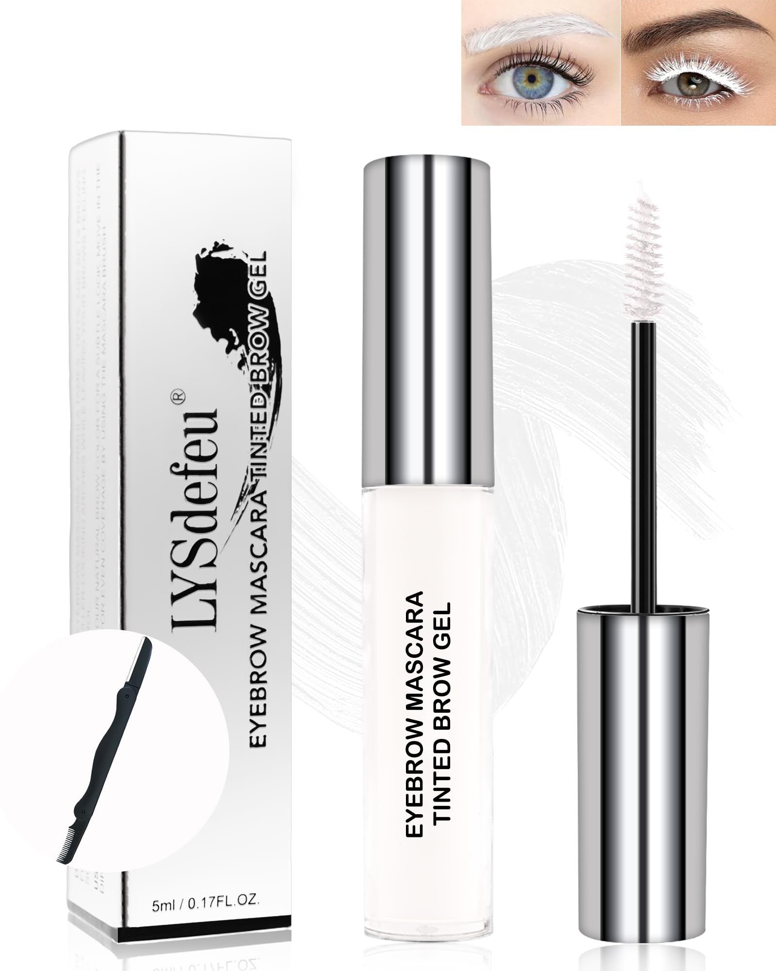 LYSdefeu Eyebrow Mascara Gel close-up showing brow fill and natural volume
