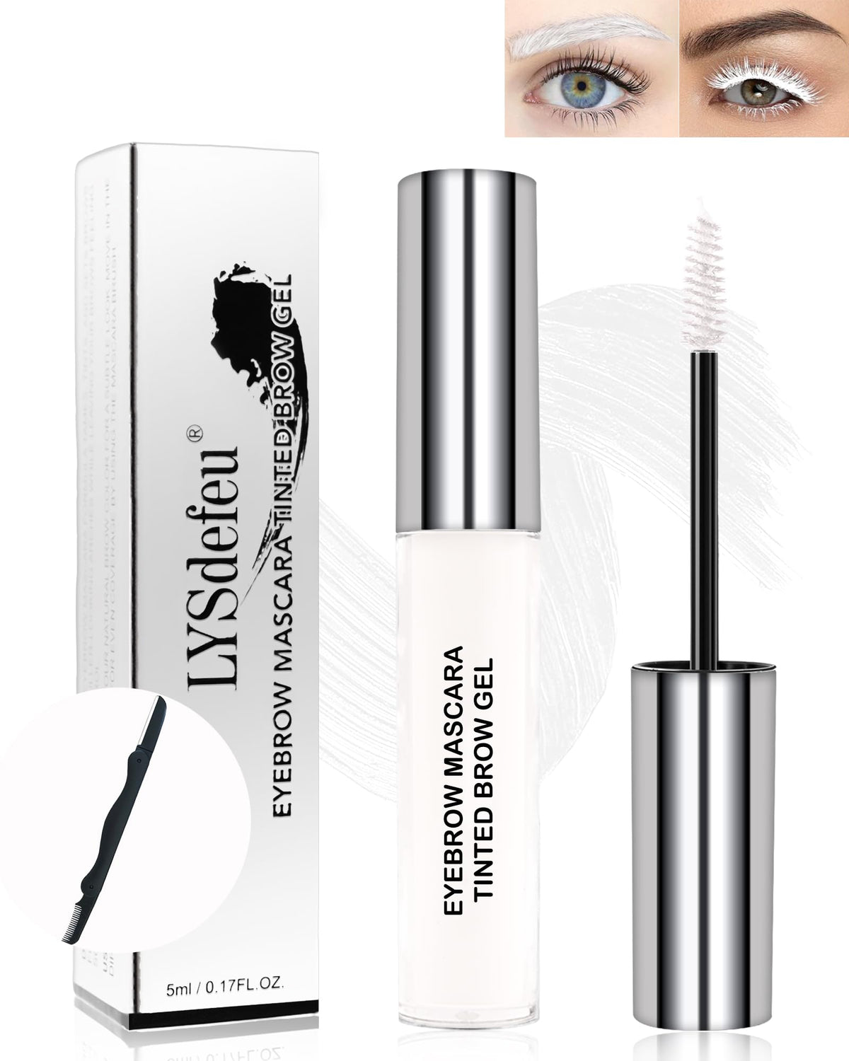 LYSdefeu Eyebrow Mascara Gel close-up showing brow fill and natural volume