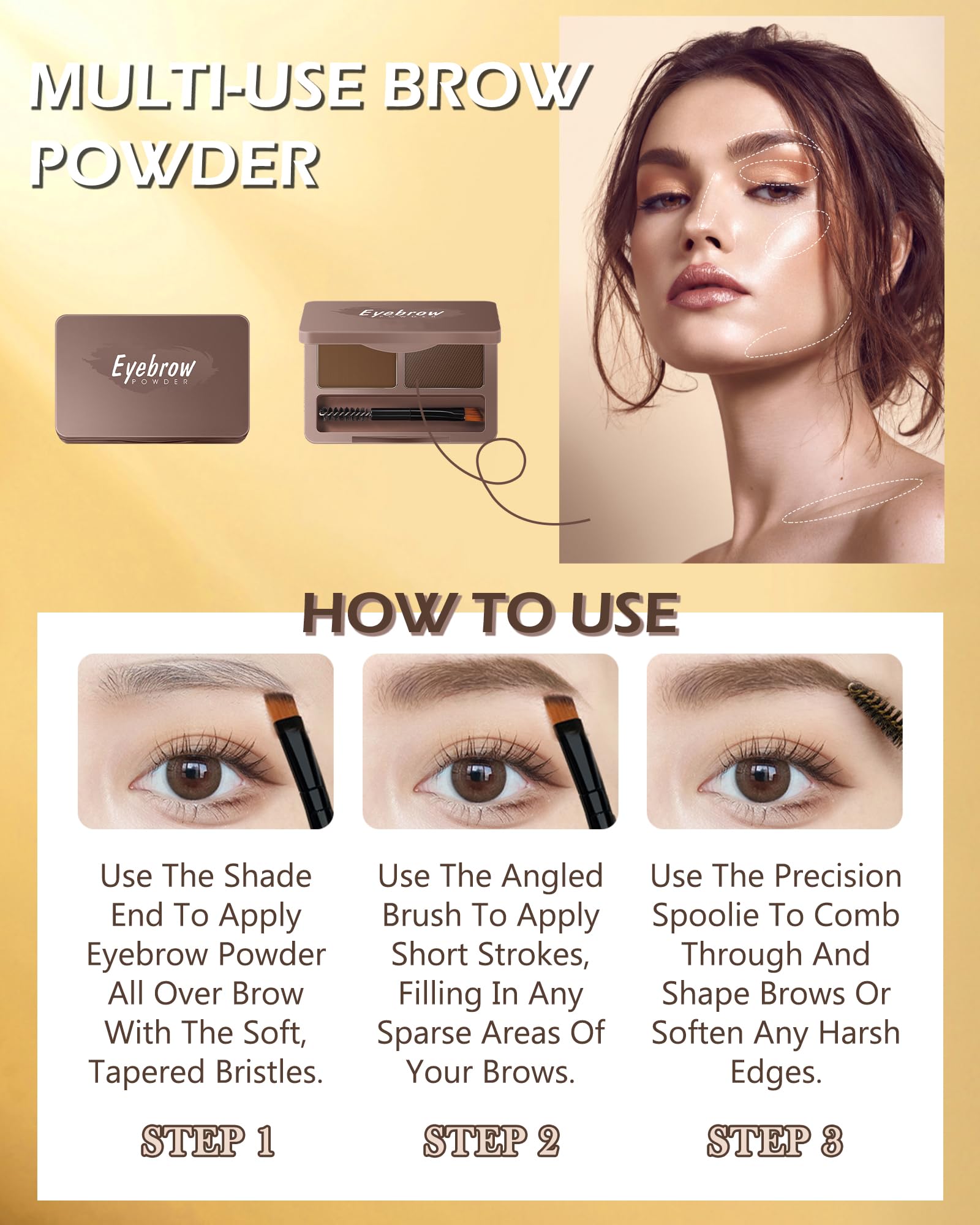 Built-in mirror in the brow palette for easy checks