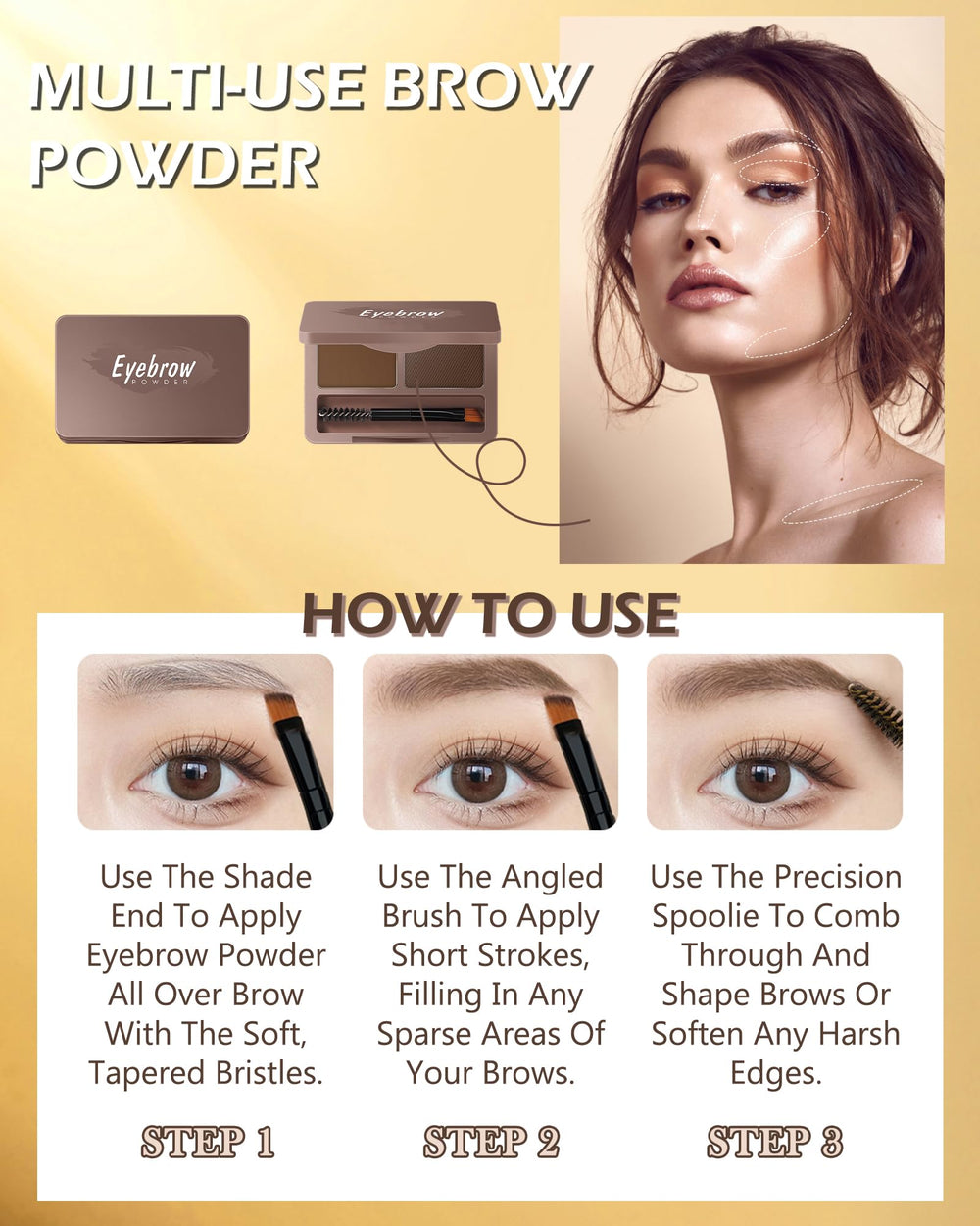 Built-in mirror in the brow palette for easy checks