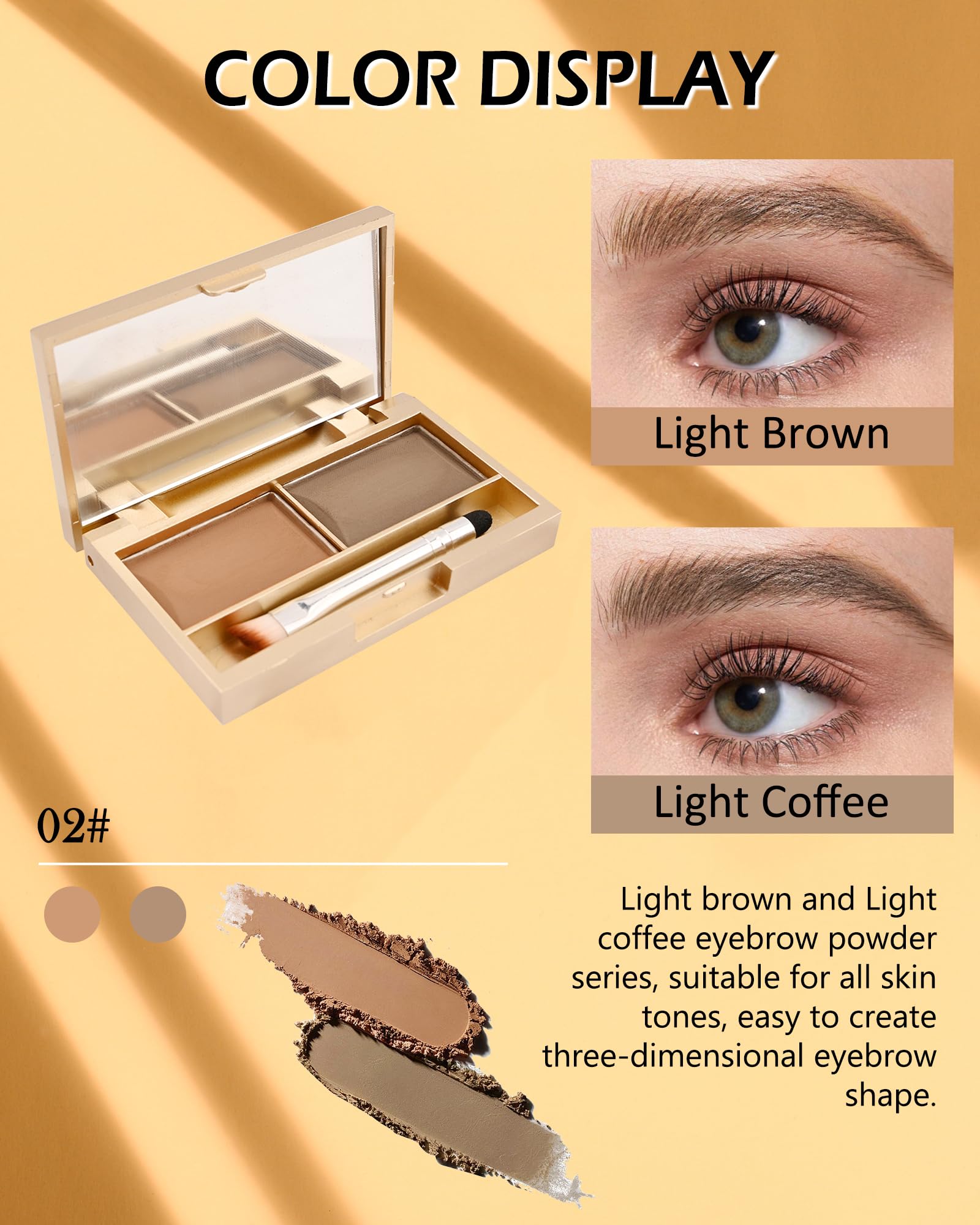 LYSdefeu Eyebrow Powder Kit 2-color compact mirror ideal for quick touch-ups on the go