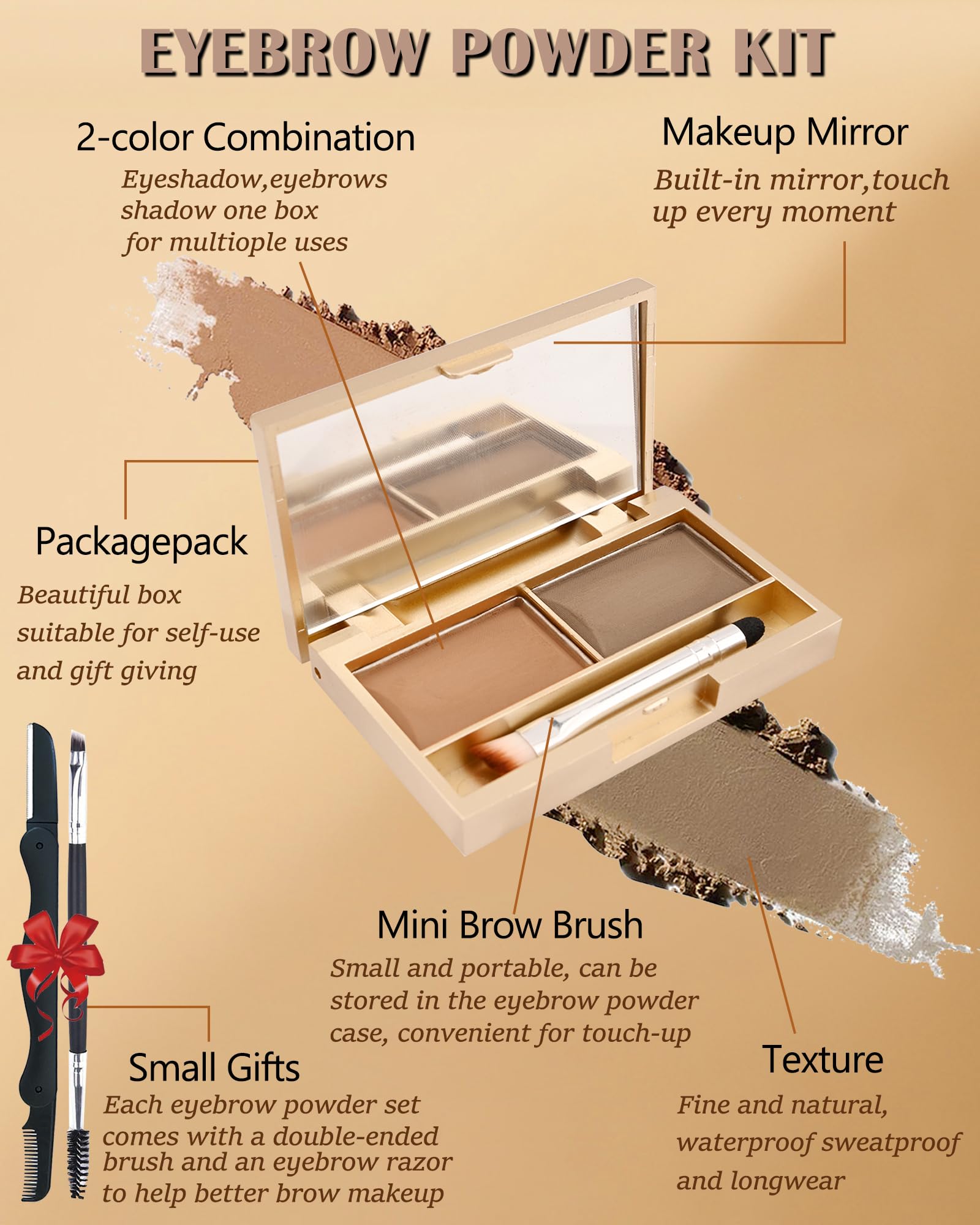 LYSdefeu Eyebrow Powder Kit mini brush and razor included for precise shaping