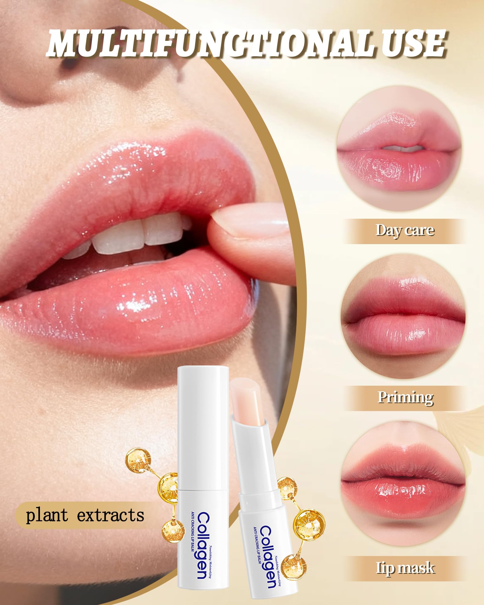 LYSdefeu lip balm application shows lightweight, non-sticky texture.