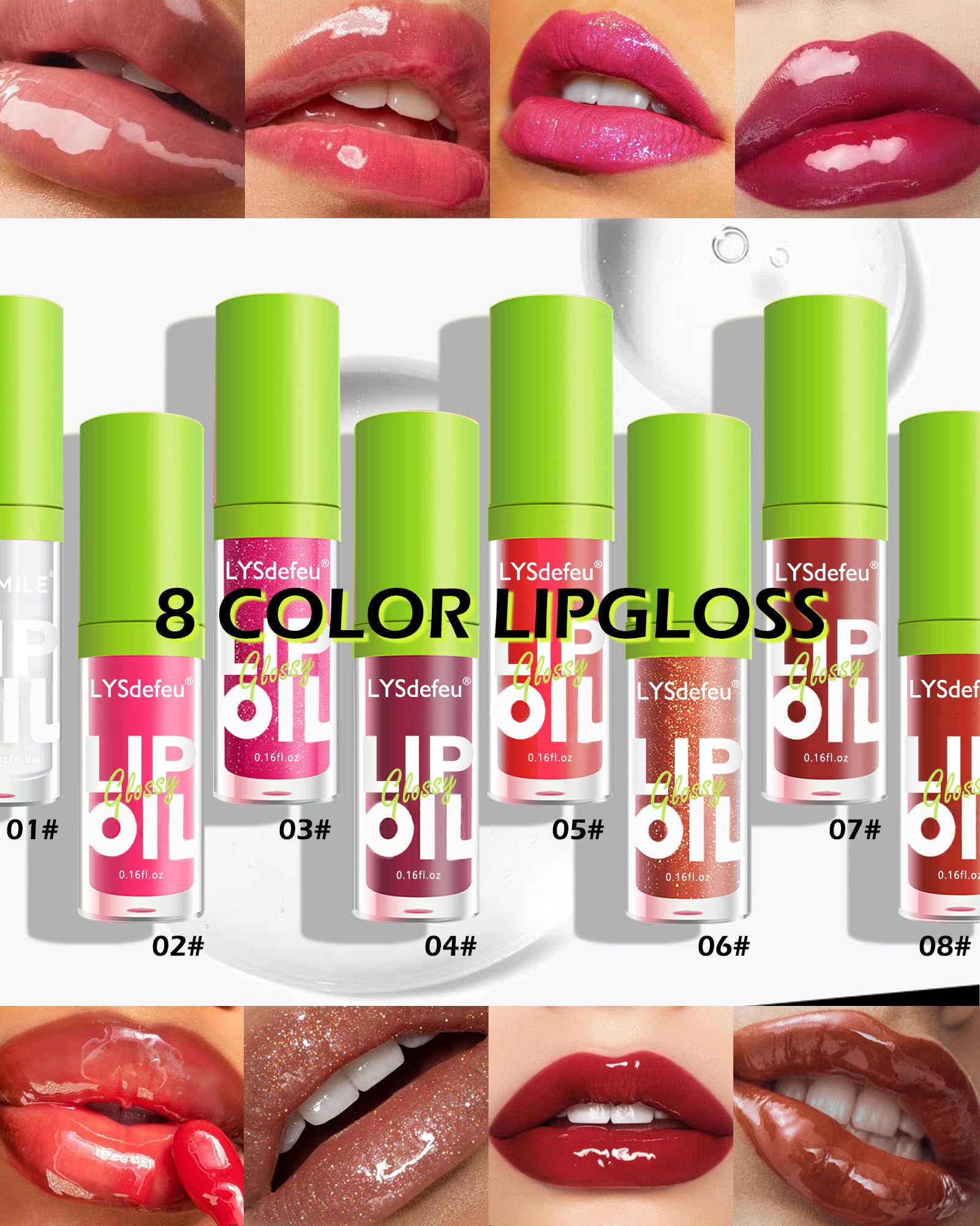 LYSdefeu long-lasting hydration lip oil on lips with shine