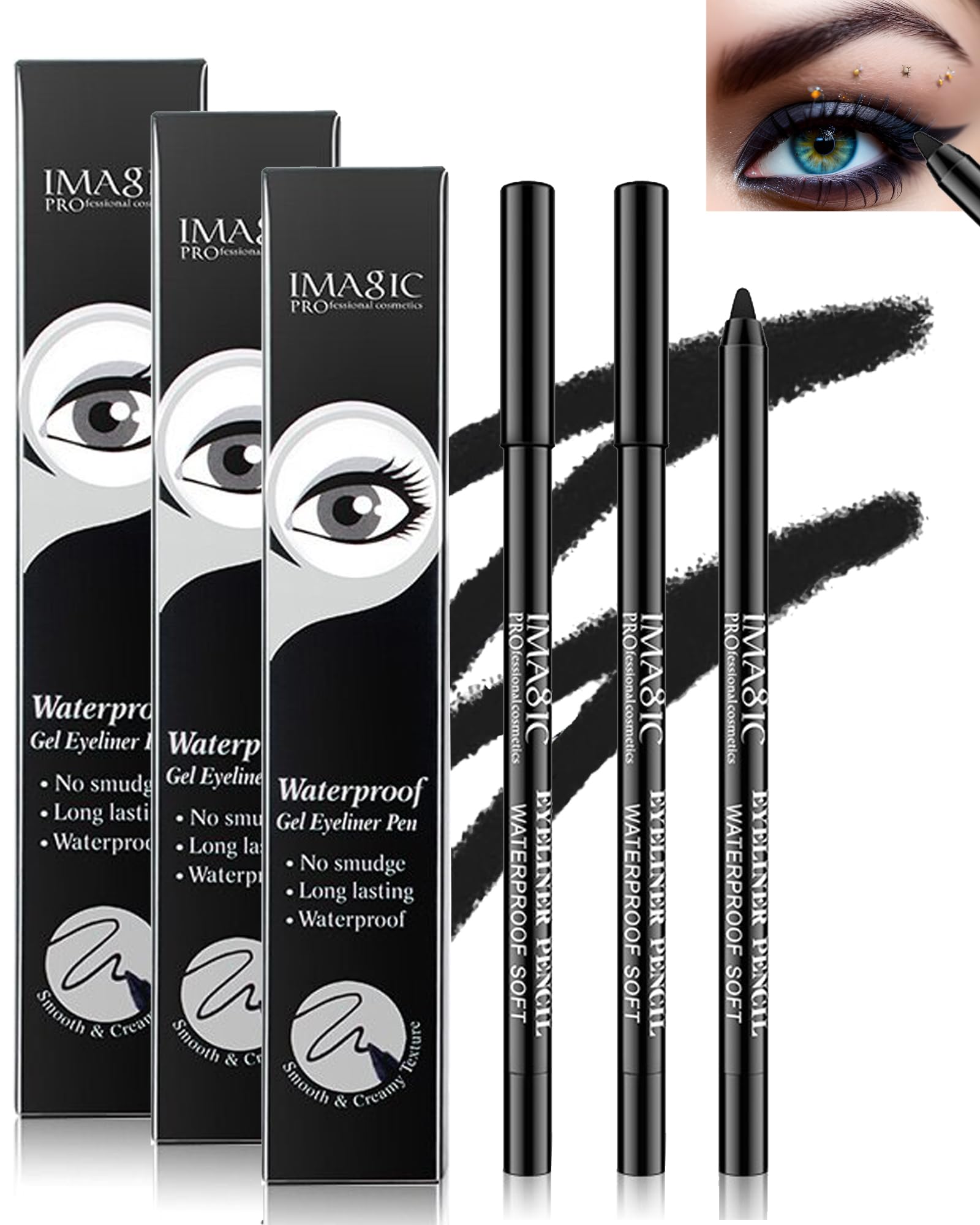 LYSdefeu matte black gel eyeliner pencil tip close-up for precise, long-lasting lines