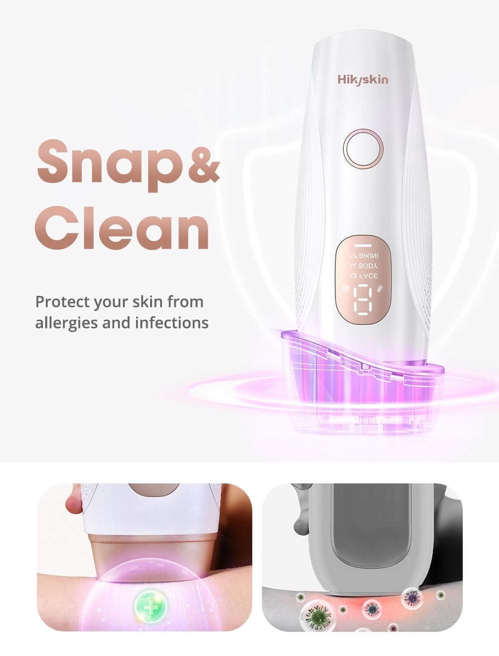 LYSMOSKI arms hair removal with adjustable intensity for personalized sessions.