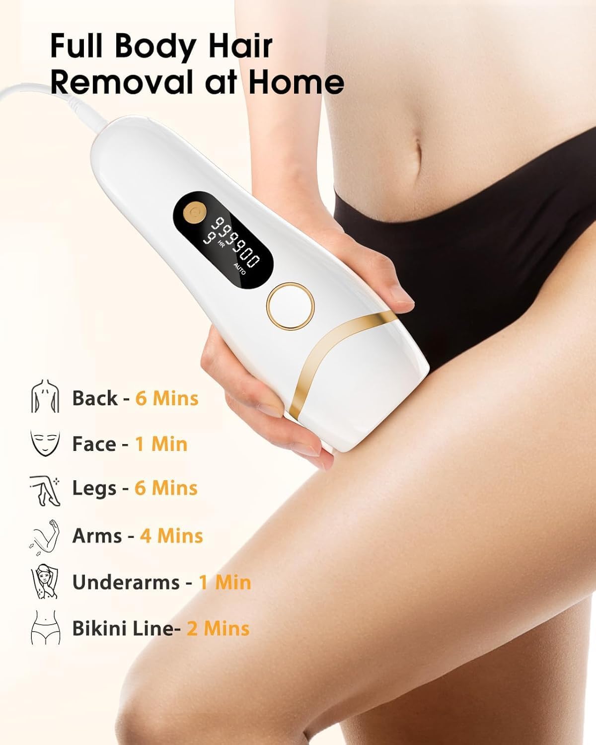 LYSMOSKI IPL device arms mode enables faster full-arm treatment.